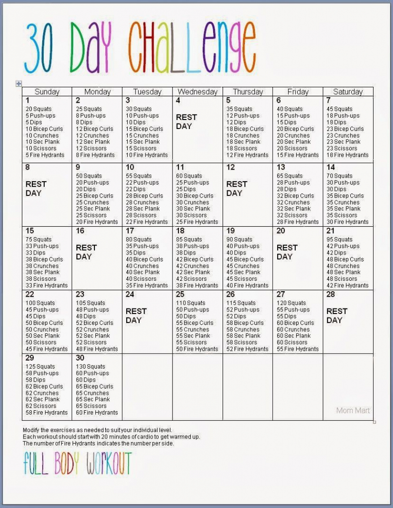 pin on health and fitness squat challenge printout