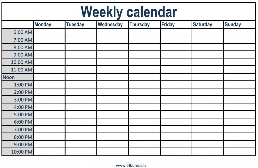 Printable Weekly Calendar With Time Slots Printable Weekly Week Calendar With Time Slots