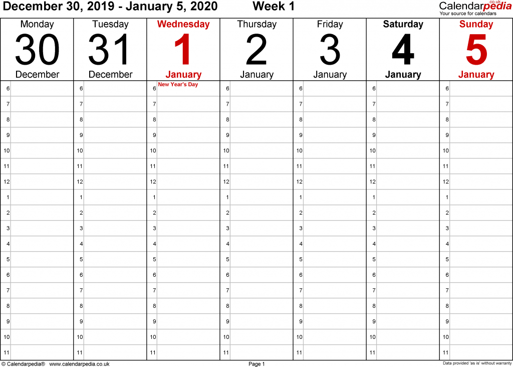 Weekly Calendar 2020 Uk Free Printable Templates For Excel Printable 6 Week Calendar 2020