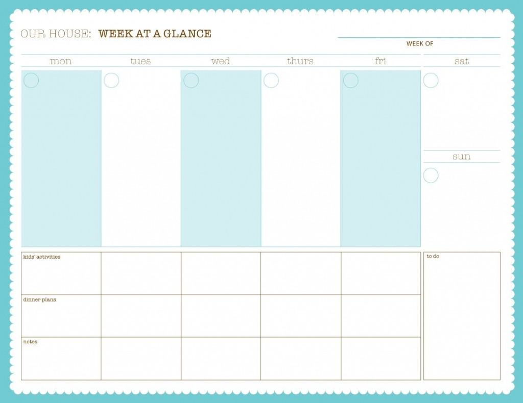 weekly calendar free pdf printable family organizer printable week at a glance calendars