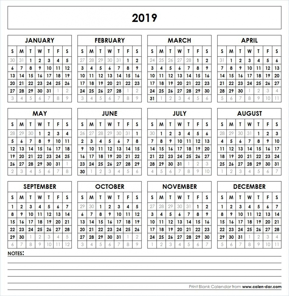 2019 Yearly Calendar 85x11 Calendar Template Printable 8 5x11 Calendar Printable