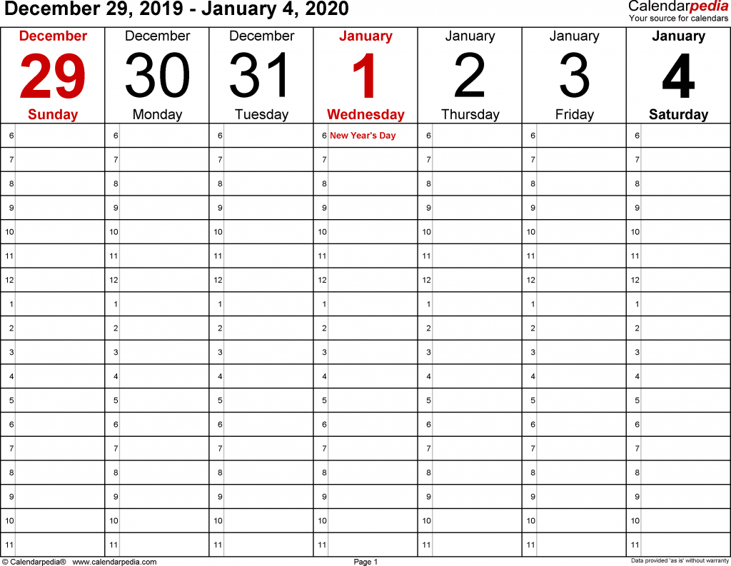 Calendarpedia Your Source For Calendars Week At A Time Calendar