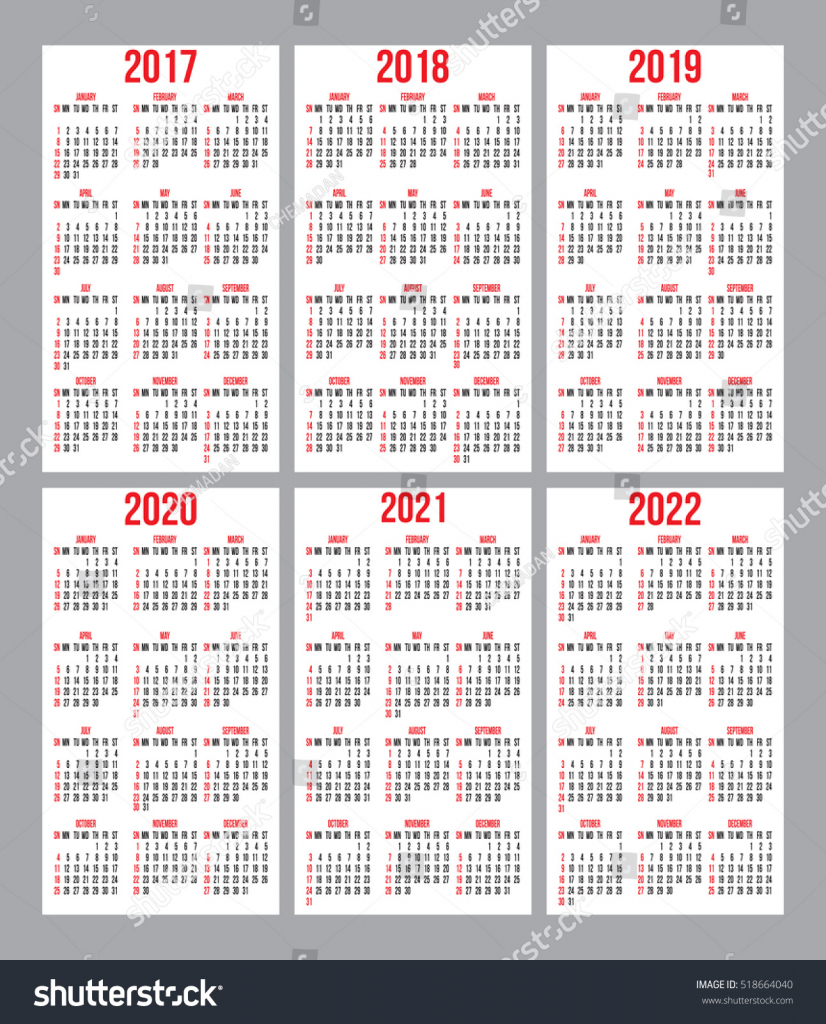 vector set calendar grids years 20172022 stock vector calenderv 10 years