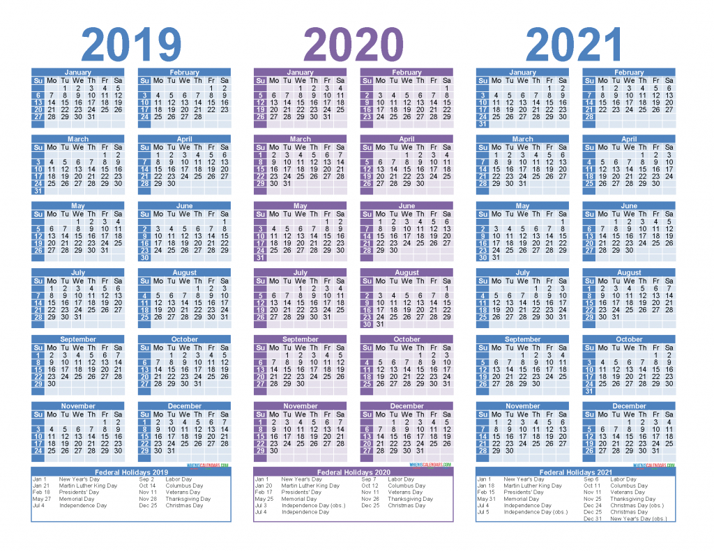 2019 2020 2021 free calendar template 3 year calendar 3 year calendar template