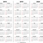3 Year Calendar 2018 2019 2020 Printable Images Of 3 Year Calendars