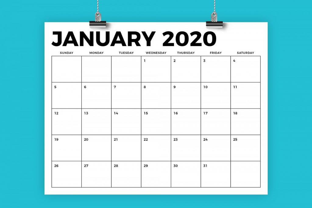 85 X 11 Inch Bold 2020 Calendar 8 5 By 11 Printable Generic Calender