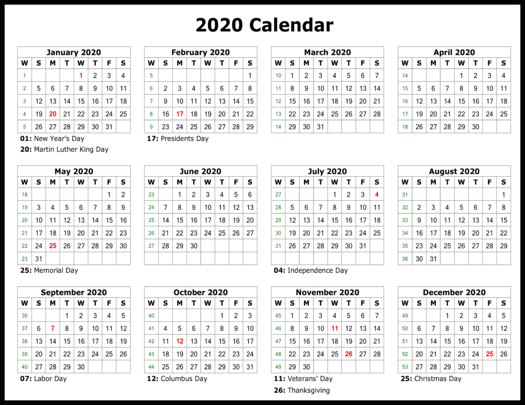 free yearly 2020 printable calendar templates pdf word create my own calendar free printable 2020