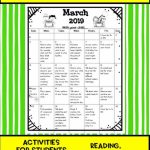 Homework Calendar First Grade Free Editable March 2019 First Grade Homework Calendar Printable
