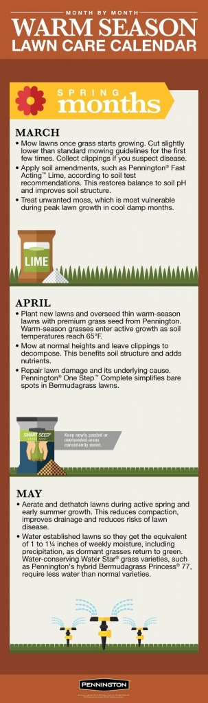 Lawn Care Calendar For Warm Season Lawns Infographic Care Lawn Treatment Calendar