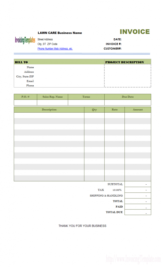 Lawn Care Invoice Template Free Lawn Schedule To Print