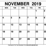 November 2019 Calendar November2019calendar Printable Countdown Calendar To 12th July