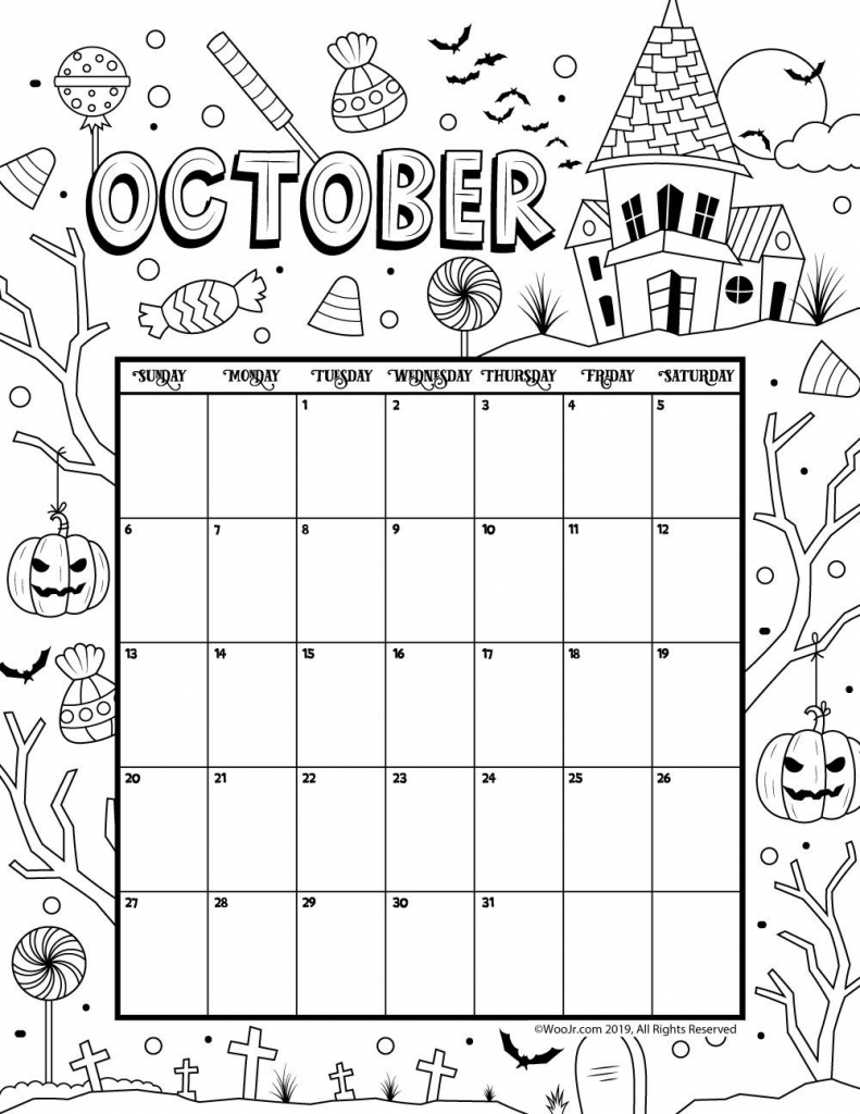 october 2019 coloring calendar kids calendar october kids activity calendar template