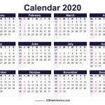 Printable 2020 Calendar With Week Numbers Print 6 Week Calendar