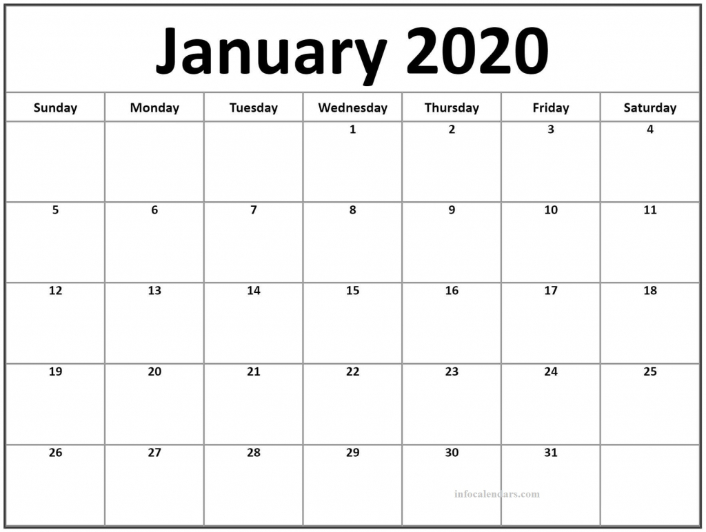 Printable January 2020 Calendar Free Infocalendars Create Your Own Calendar 2020 Free