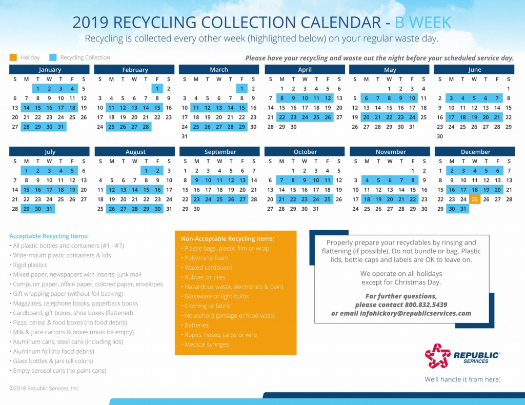public services town of catawba republic services recycling schedule calendar