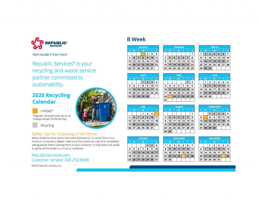 solid waste rubbish garbage collection city of foley republic services recycling schedule calendar