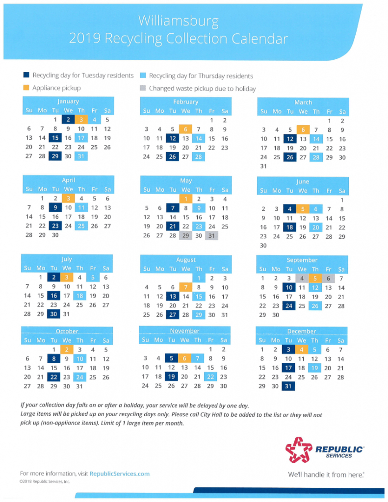 utilities williamsburg ia official website republic services recycling schedule calendar