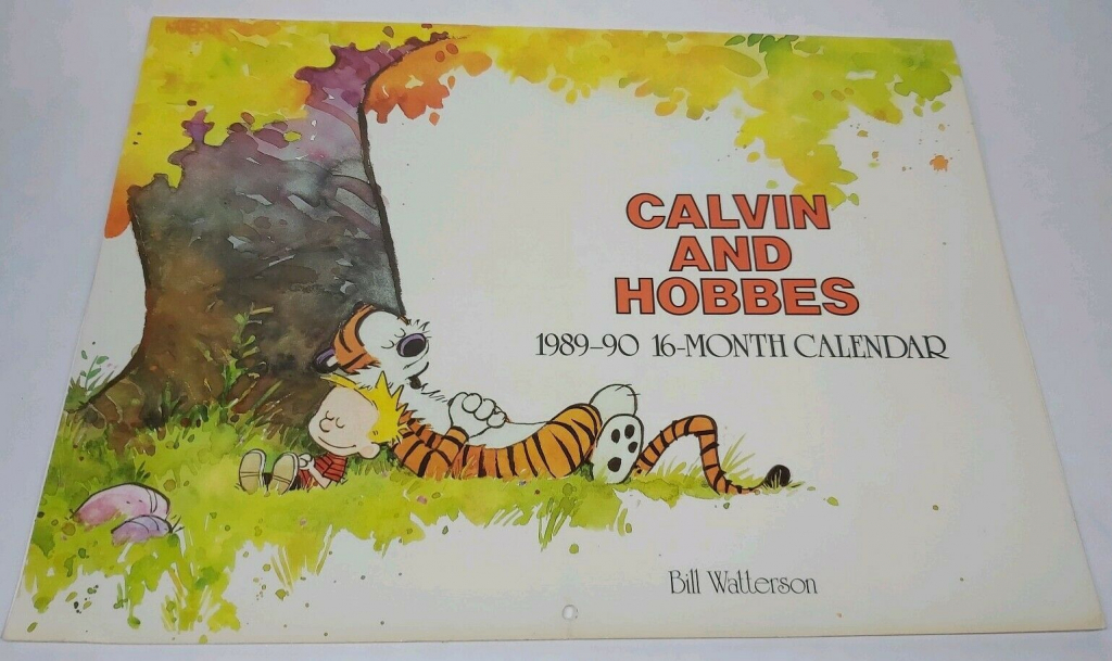 vintage calvin and hobbes 1989 1990 16 month calendar rare htf bill waterson calvin amd hobbes calemdar