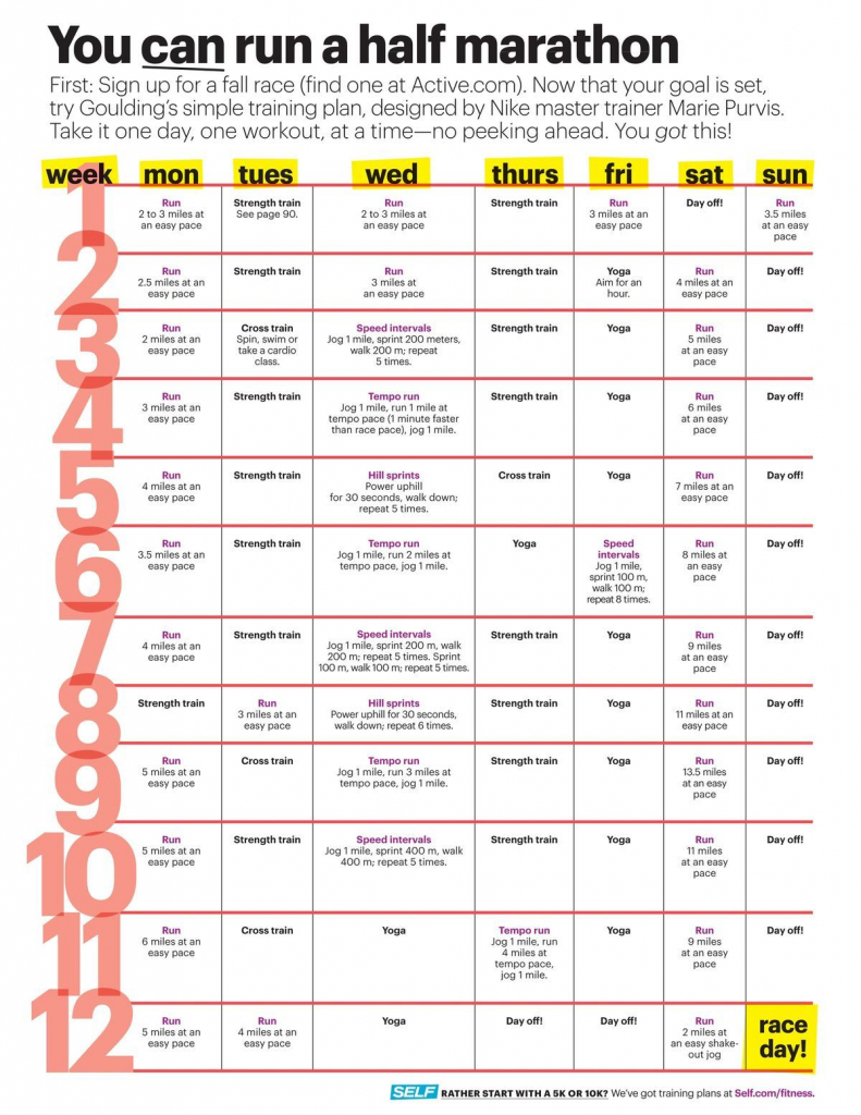 your 12 week half marathon training plan half marathon half marathon training calendar printable