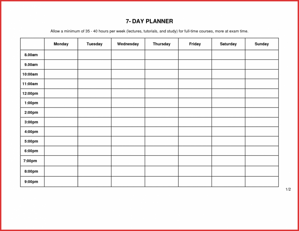 7 day planner template kinisrsd7 7 day weekly calendar to print