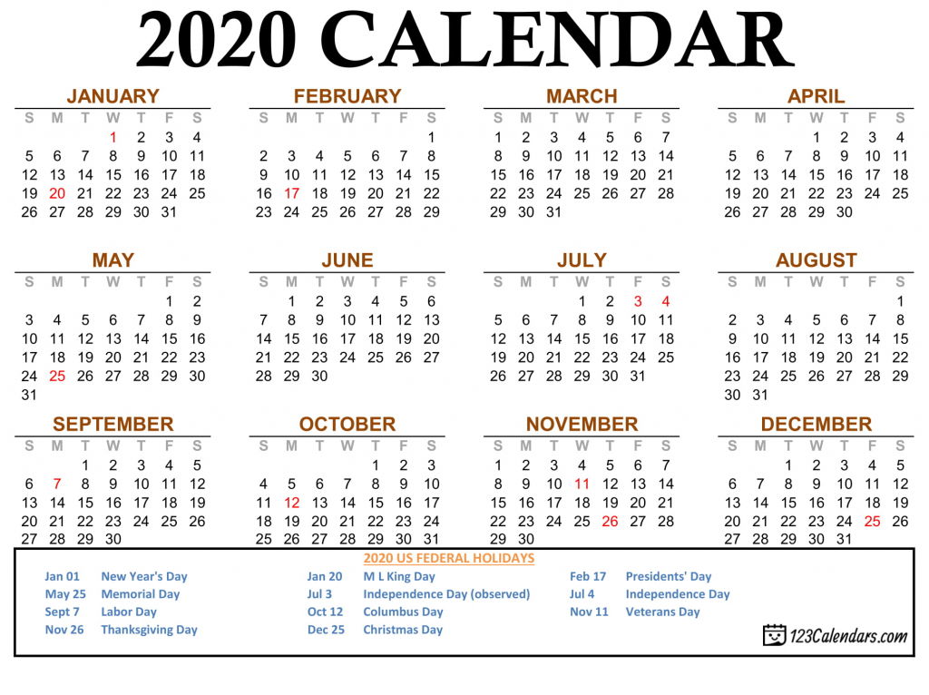 free printable 2020 calendar 123calendars free printable wallet size calendars 1