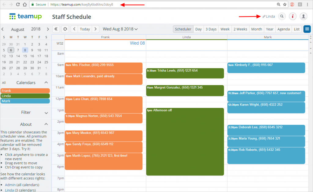 how to use shareable calendar links with flexible access permission levels on calendar
