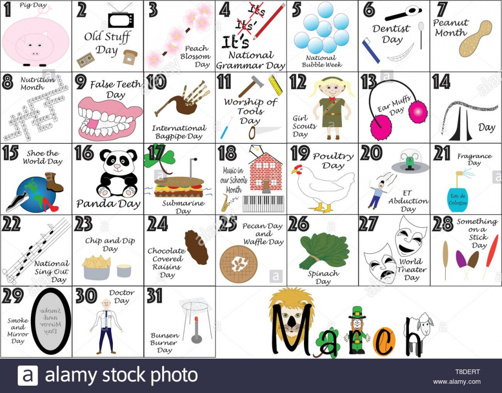march 2020 calendar illustrated with daily quirky holidays weird holidays 2020 upload