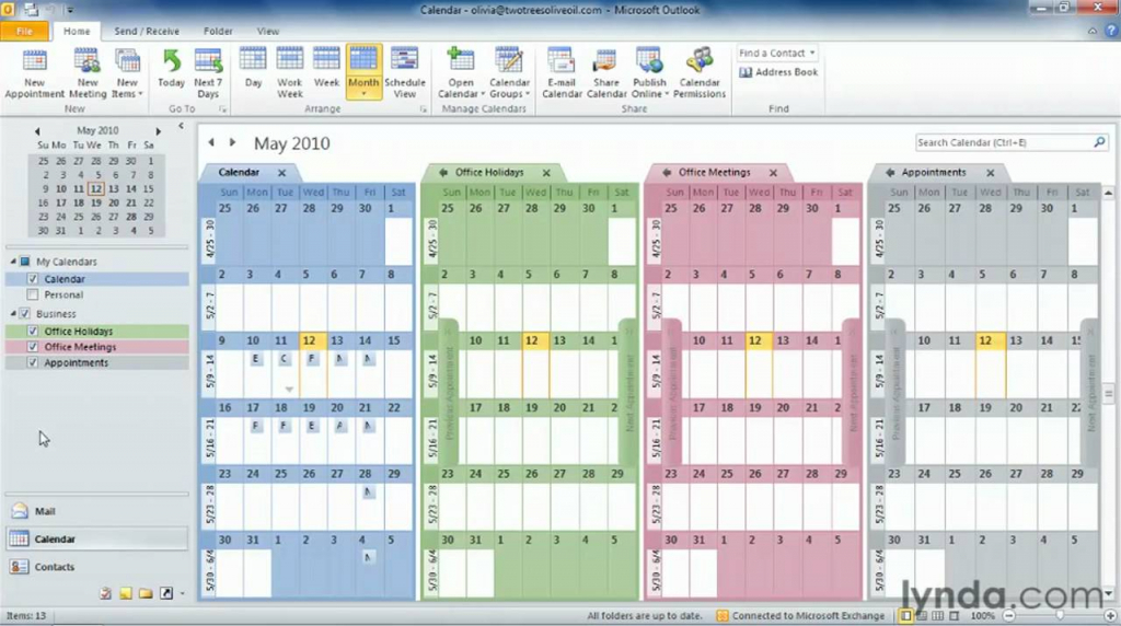 outlook tutorial how to work with multiple calendars lynda outlook calendaring crash course