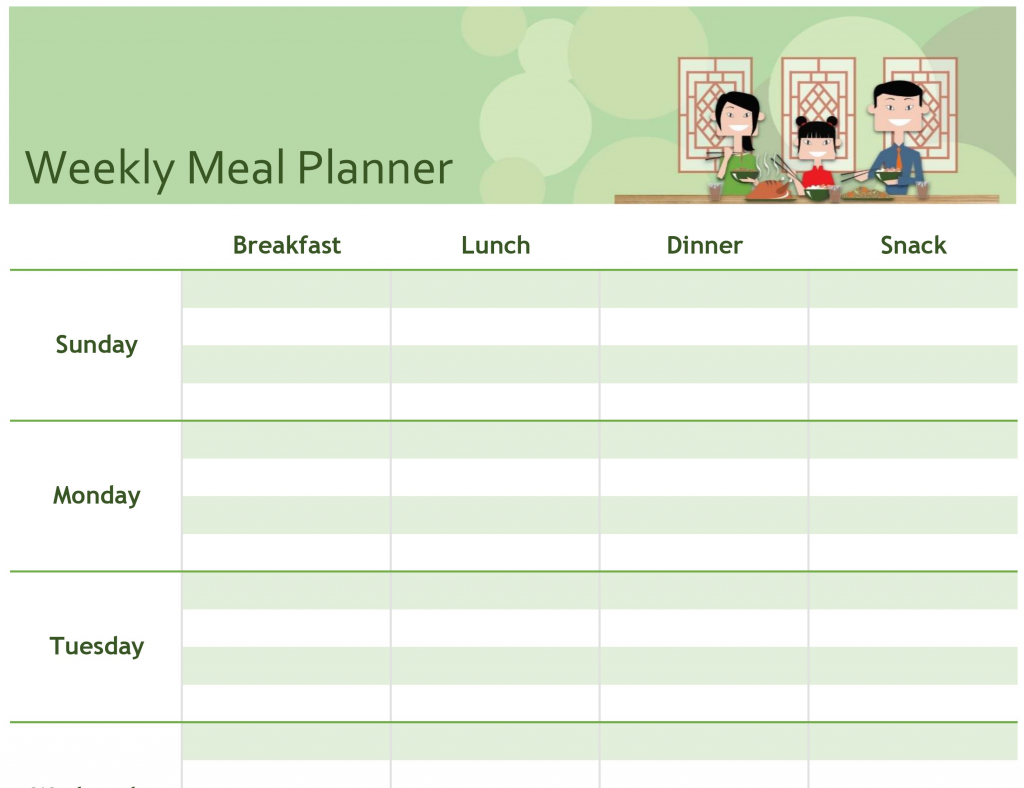 simple meal planner one week food schedule template blank