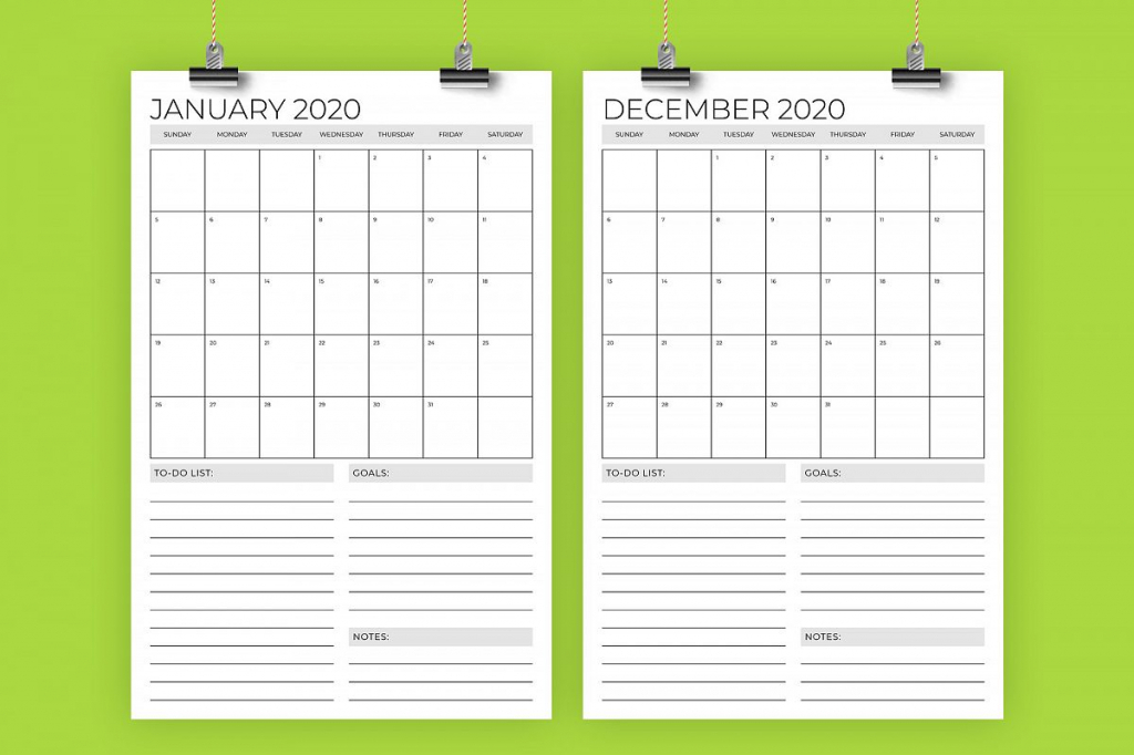 vertical 11 x 17 inch 2020 calendar template running calendar template