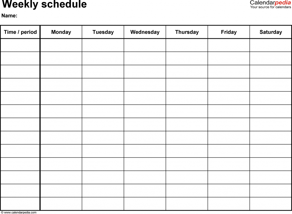 Weekly Schedule Template For Word Version 8 Landscape 1 Printable 8 Week Calendar