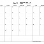 Blank Calendar January 2018 Printable 1 Month Calendar 1 Month Calendar