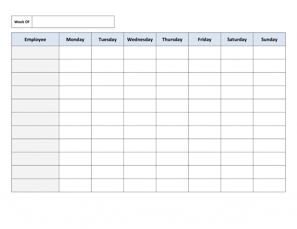 blank weekly work schedule template daily schedule printable work hours calendar