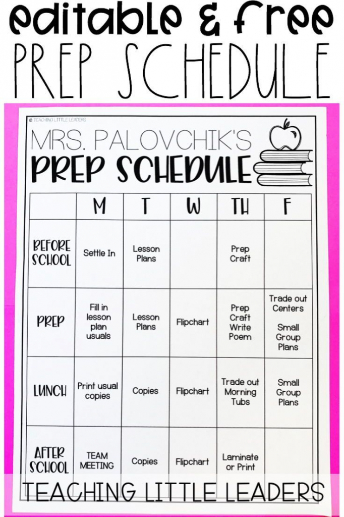 editable prep schedule freebie classroom schedule lesson free editable teacher schedule template