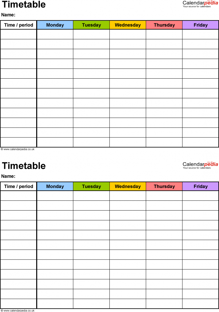 excel timetable template 6 2 a5 timetables on one page print a calendar for 6 week period