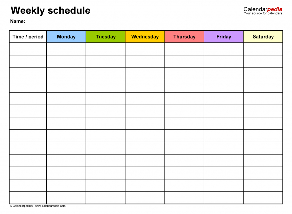 free weekly schedule templates for excel 18 templates one week calender for kids