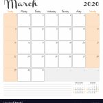 March 2020 Monthly Calendar Planner Printable Printable 2020 Monthly Calendar With Lines