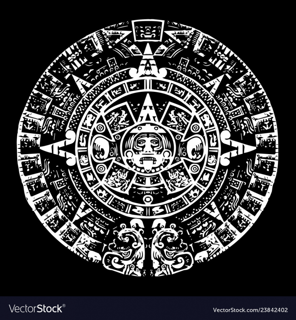 mayan calendar black and white with high detail pic of mayan calendar