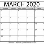 Printable March 2020 Calendar Beta Calendars Fill In Calendar Template 2020