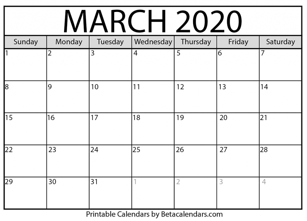 printable march 2020 calendar beta calendars fill in calendar template 2020