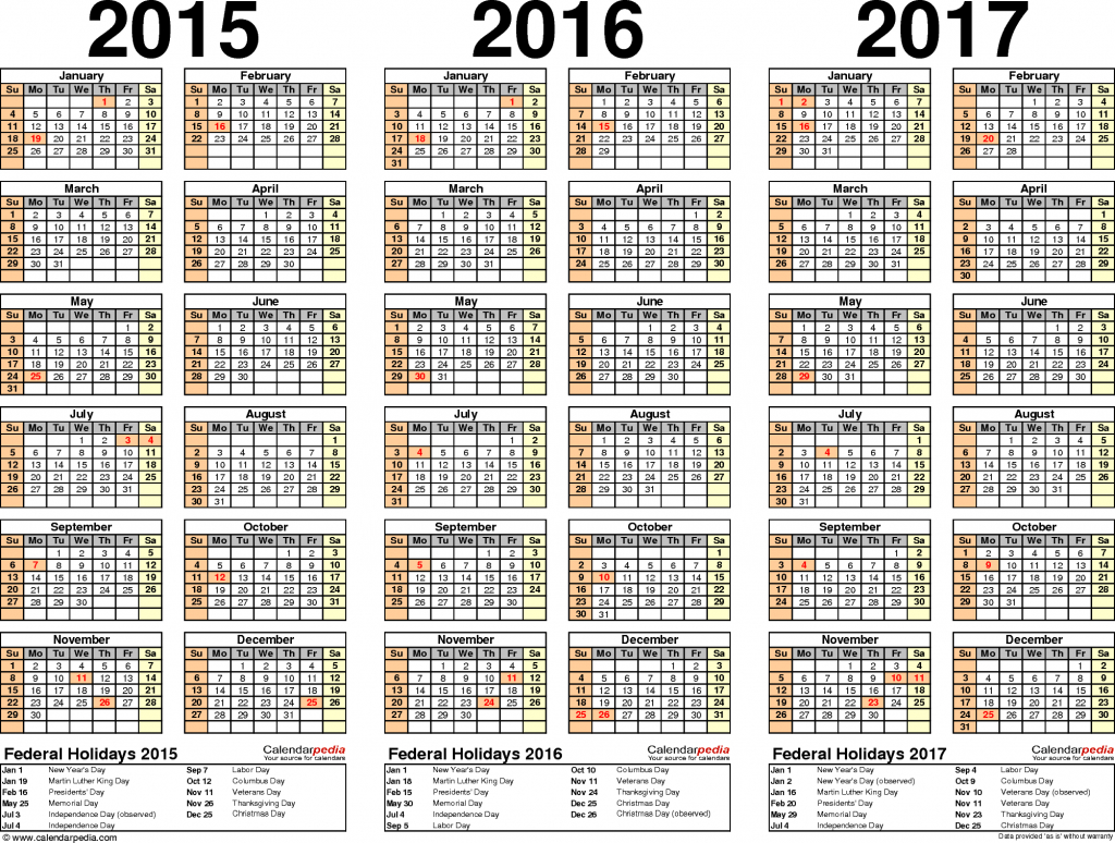 2015 2017 three year calendar free printable pdf templates five year printable calendar
