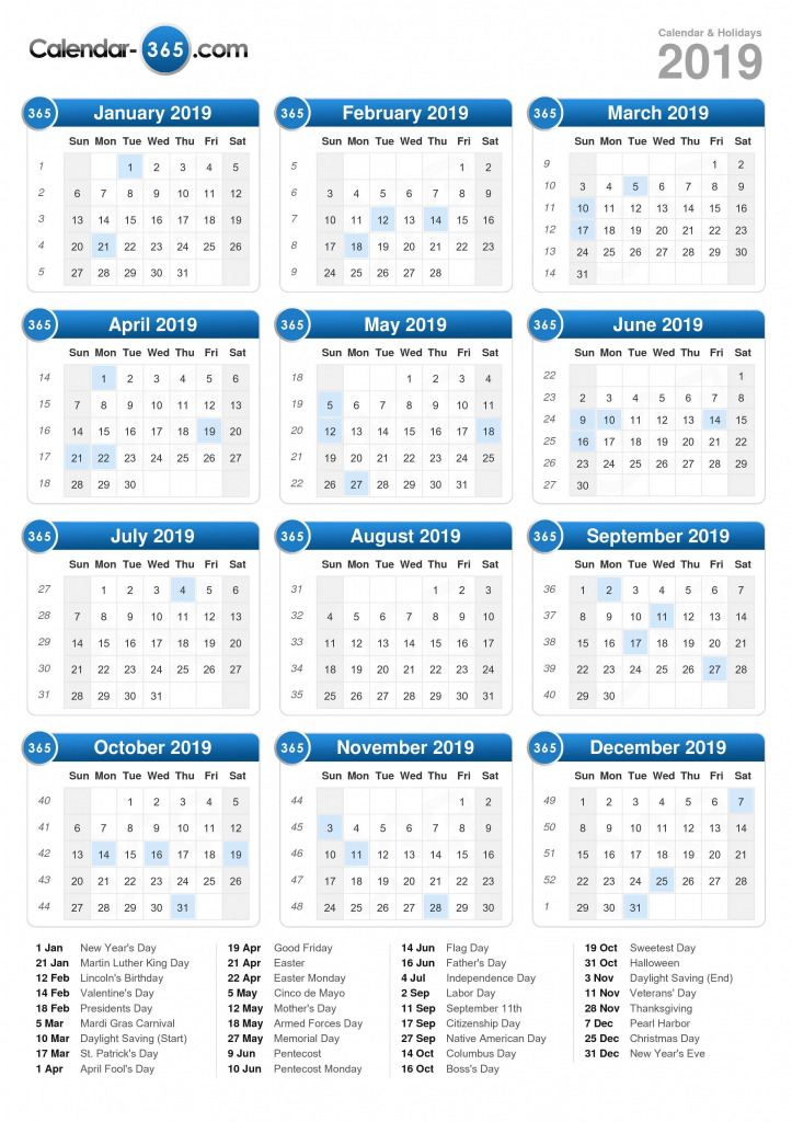 2019 calendar time and date 2020 calendar
