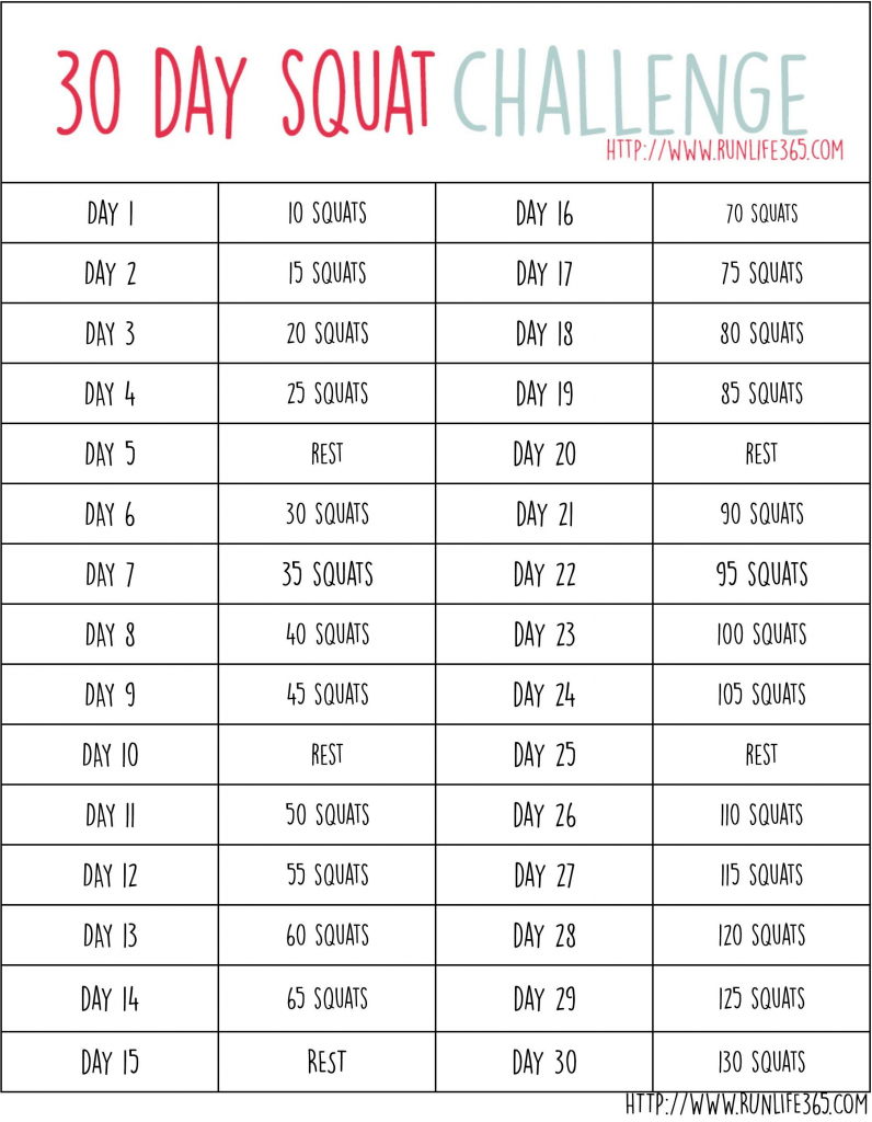 30 day squat challenge november 2018 30 day squat 30 day squat challange printable