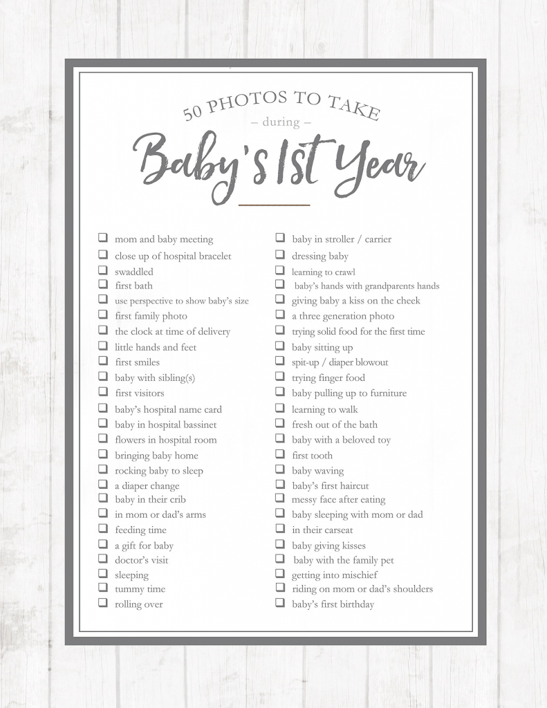 50 photos to take during bas first year printable baby first year calendar