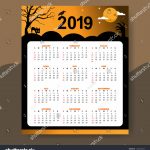 Calendar 2019 Halloween Theme Design Template Royalty Free Halloween Calendar Template
