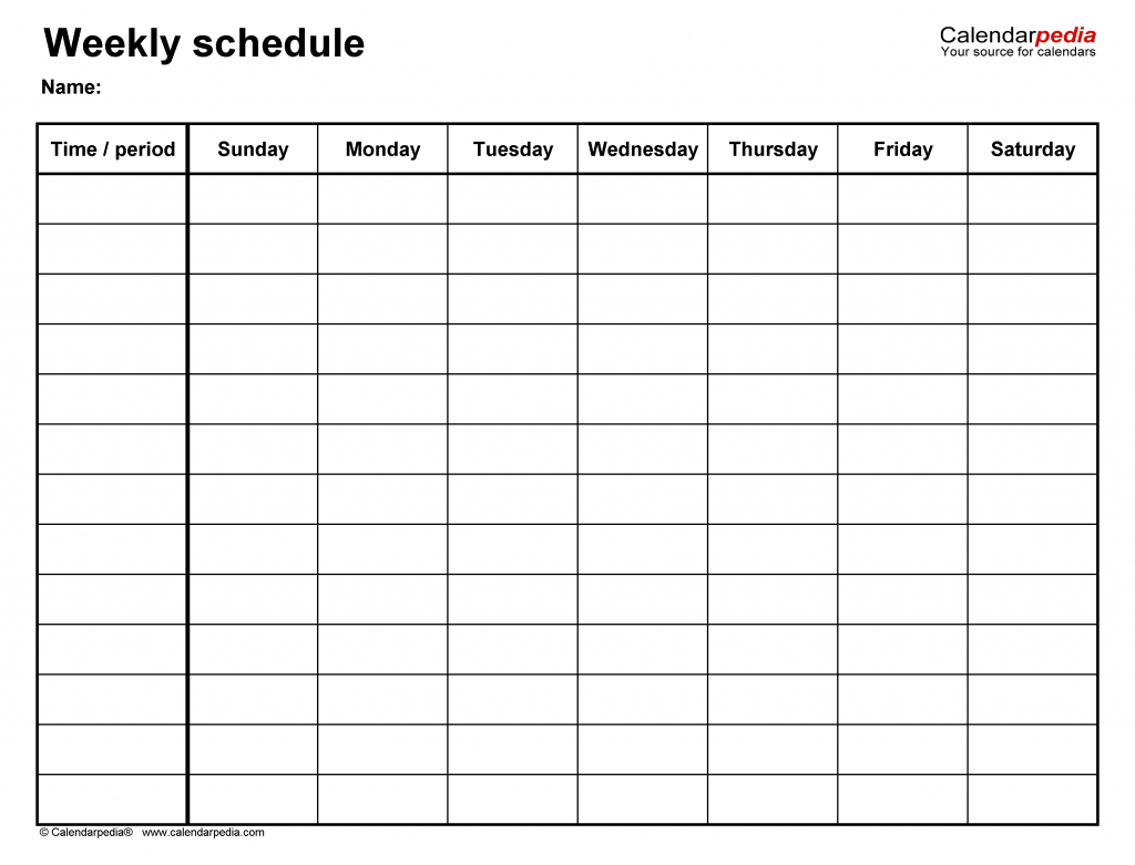 free weekly schedule templates for word 18 templates pdf word perfect calendar days of the week