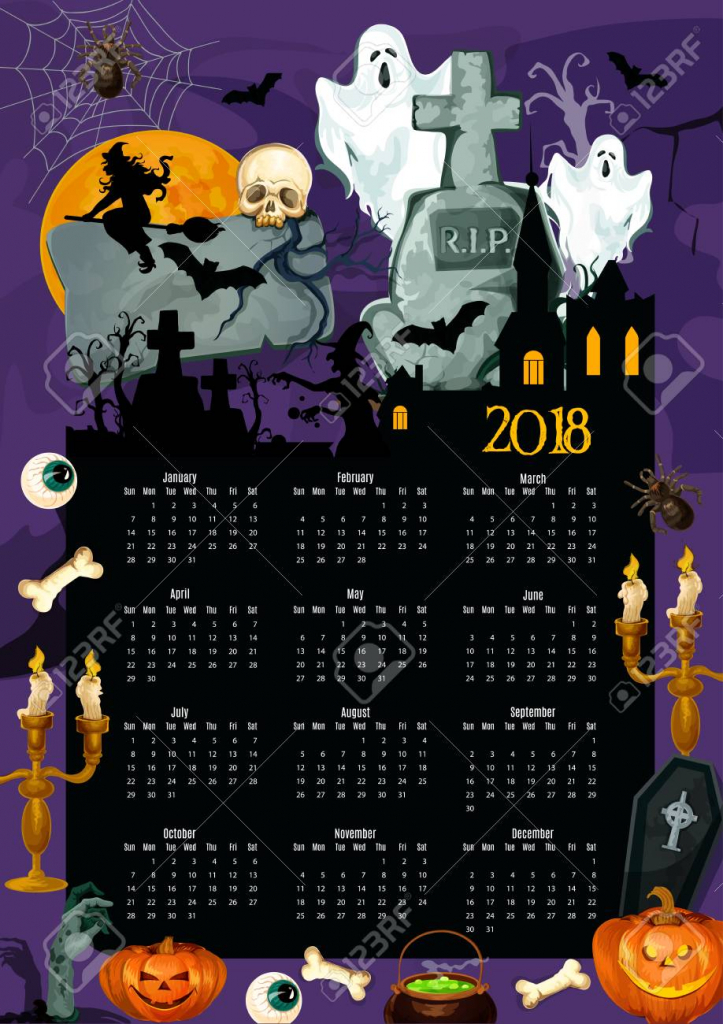 Halloween Holiday Year Calendar Template Design Halloween Calendar Template