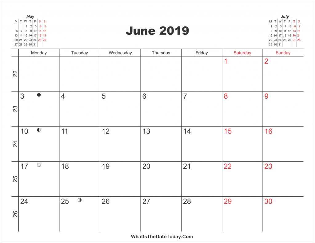 lunar june 2019 calendar full moon phases june 2019 weekly printable calendar with moon phases