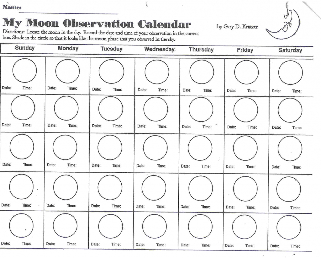 Moon Unit Hburkemoonblog Moon Phases Calendar Worksheet