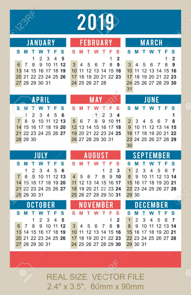 pocket calendar 2019 start on sunday size 24 wallet size calendar